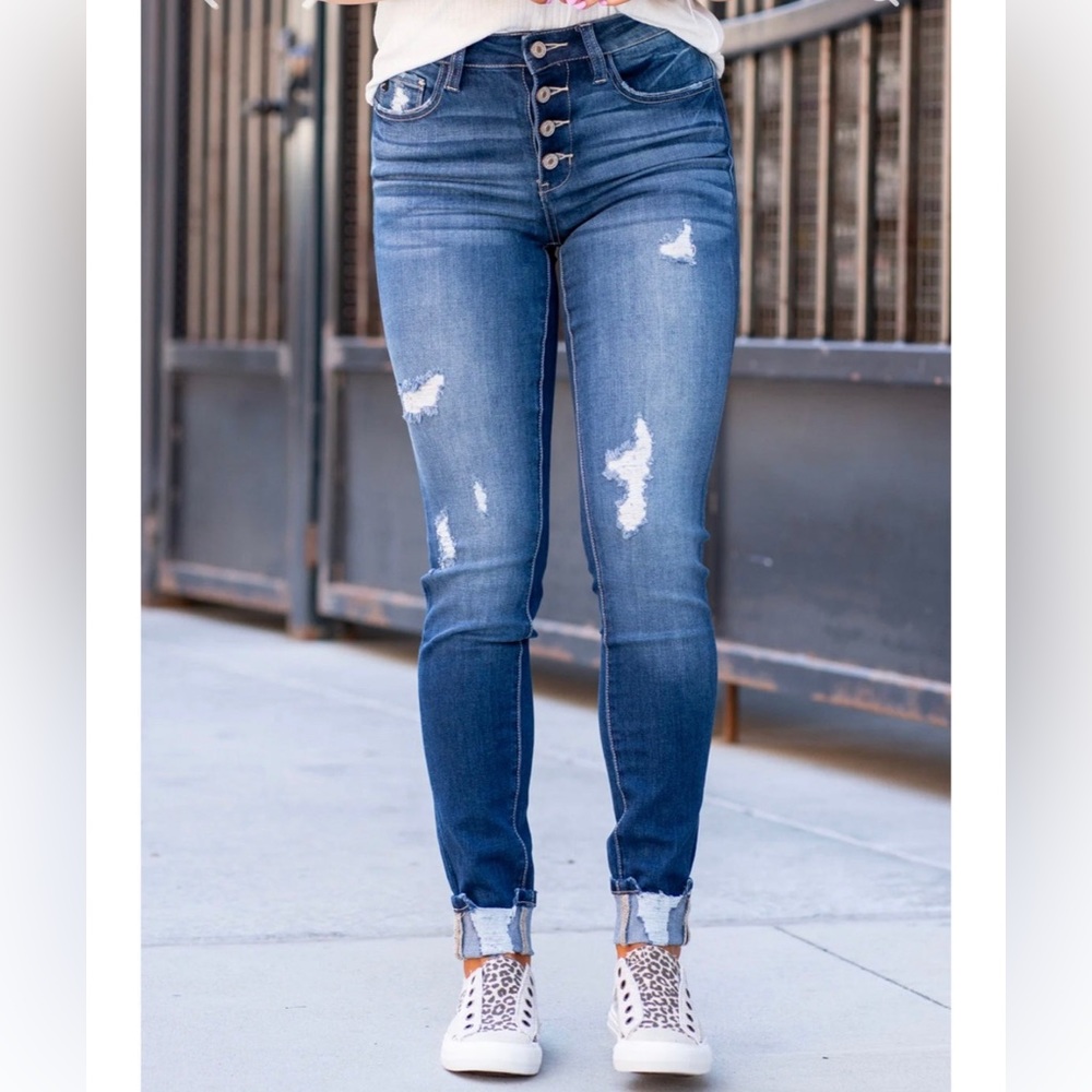 KanCan Boys Town High Rise Button Fly Skinny Jeans